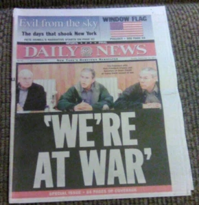 VINTAGE-NEWSPAPER LOT-BUNDLE OF 6-ALL RELATED TO 9/11-WORLD TRADE CENTER-FLAG - Picture 1 of 12