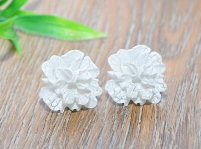 BLÜTEN Ohrclips XL Blüte Blume weiß crack KEINE OHRLÖCHER NOTWENDIG - Bild 1 von 2