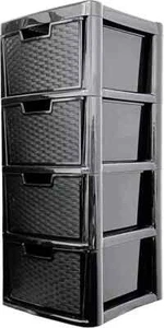 4 Drawer Large Plastic Storage Unit – Black Rattan Design. Stylish and Durable - Picture 1 of 6