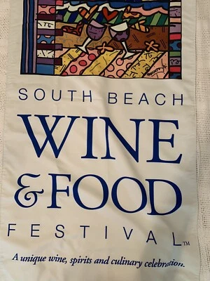 Cartel de festival de vino y comida de South Beach 2004 pancarta tela publicidad Foto 1 de 4