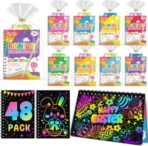 Pack Rainbow Scratch Art Notebook Easter Classroom Gifts Bulk - Picture 1 of 9