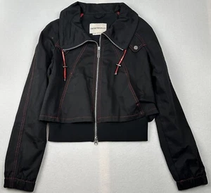 Women's Emporio Armani Cropped Utility Jacket Black Red Size 38 - Picture 1 of 6