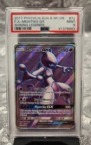 #72 Pokemon Sun & Moon F.A. Mewtwo GX Shining Legends PSA Graded 9 Mint - Picture 1 of 2