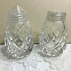 Set of Cut Glass Salt and Pepper Shakers Dismond Pattern