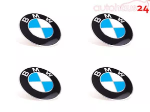 BMW WHEEL CENTER CAP EMBLEM DECALS STICKERS 70MM SET OF 4 GENUINE NEW OEM - Picture 1 of 4