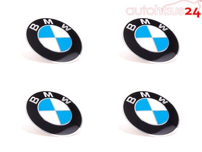 BMW WHEEL CENTER CAP EMBLEM DECALS STICKERS 70MM SET OF 4 GENUINE NEW OEM - Image 1 of 4