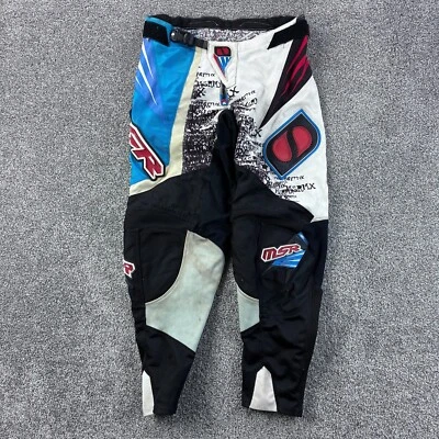 复古 Y2K MSR 摩托车越野裤男式 30 蓝色蓝色赛车摩托车骑手衬垫 — 第 1/4 张图片