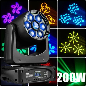 200W LED 3Prism 8Gobo Moving Head Light RGBW DMX DJ Disco Party Stage Beam Light - Picture 1 of 12