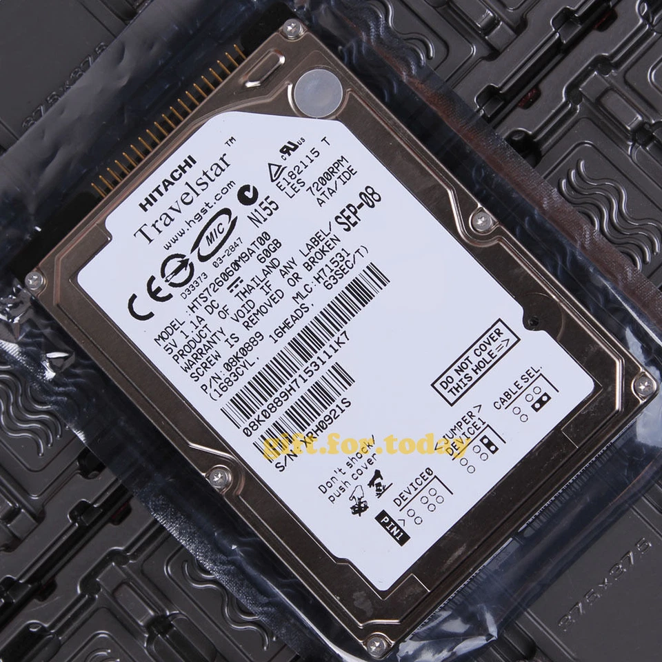 HITACHI 60 GB 7200 RPM IDE PATA 2.5" (HTS726060M9AT00) Internal Hard Drive HDD - Image 1 of 1