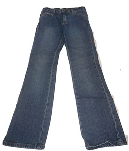 Faded Glory Girls Glitter Jeans Size 12 Blue Denim Slim Cut Adjustable Waist - Picture 1 of 12