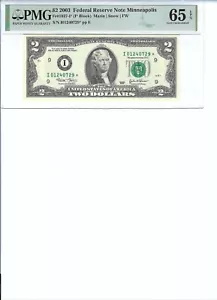 2003 $2 FRN FR1937-I* PMG 65 EPQ, Minneapolis * Note S/N I01240729*!!! - Picture 1 of 2