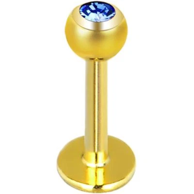 Labret Chin Stud Oro IP Azul 5mm Gema Bola Calibre 14 5/16"  Foto 1 de 3