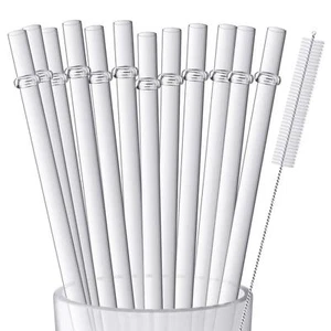 12 Piece 11 Inch Reusable Plastic Thick Drinking Straws BPA Free Mason Jar Straw - Picture 1 of 6