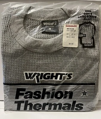 Nueva Camisa De Colección Años 80 Wright’s Térmica Waffle Tejida Bajo Manga Larga Niño Niño M Foto 1 de 4