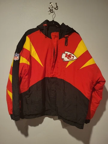Shark Tooth 90s Kansas City Chiefs NFL Pro Line Apex One Jacket Coat SZ XL Cover