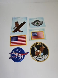 Lote de 6 parches de apliques bordados águila roja blanca y azul bandera cohete espacial - Imagen 1 de 8