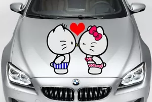 HELLO KITTY KISSING KITTIES VINYL DECAL CAR TRUCK HOOD SIDE - Foto 1 di 1