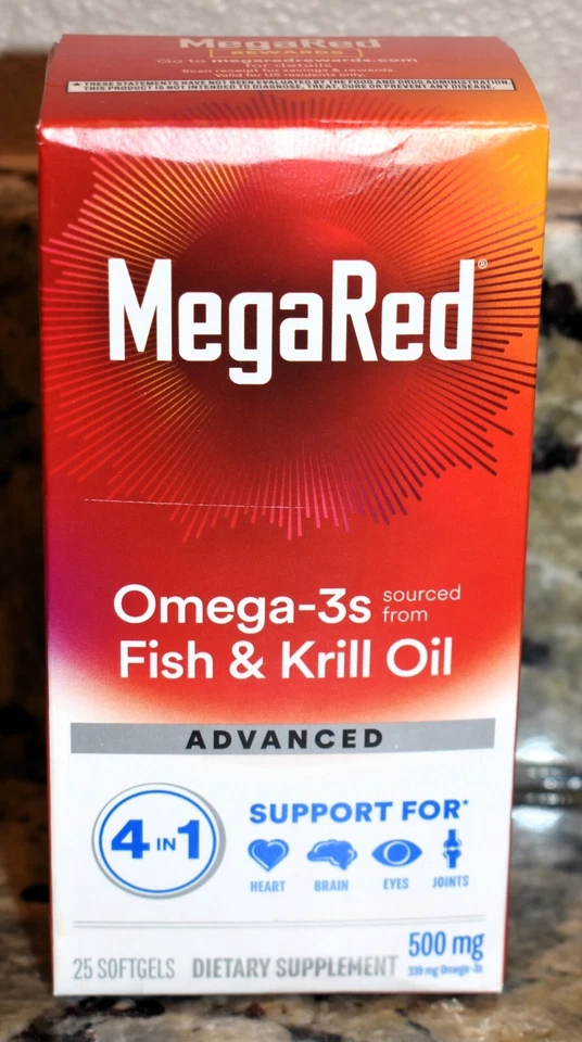 MegaRed Advanced 4 en 1 500 mg, 25 cápsulas blandas - Aceite concentrado Omega-3 de pescado y krill Foto 1 de 4