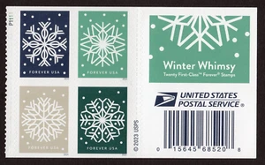 Scott #5951b (5948-51) Winter Whimsey Snowflakes Booklet Plate # Block 4 Stamps - Picture 1 of 2