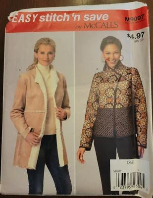 Mccalls Easy Stitch 'n Save Pattern M9097 Misses' Jacket XS, S, M, L, XL UNCUT - Image 1 of 3