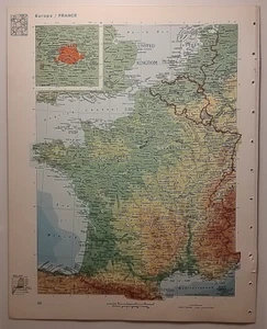 Vintage FRANCE Atlas Map from a 1967 Mid-Century Modern World Book Atlas - Imagen 1 de 7