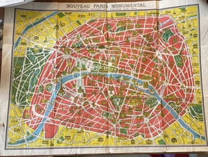 1972 Plan de Paris doppelseitige Karte Jugendstil monumental von A.Leconte Frankreich - Bild 1 von 21