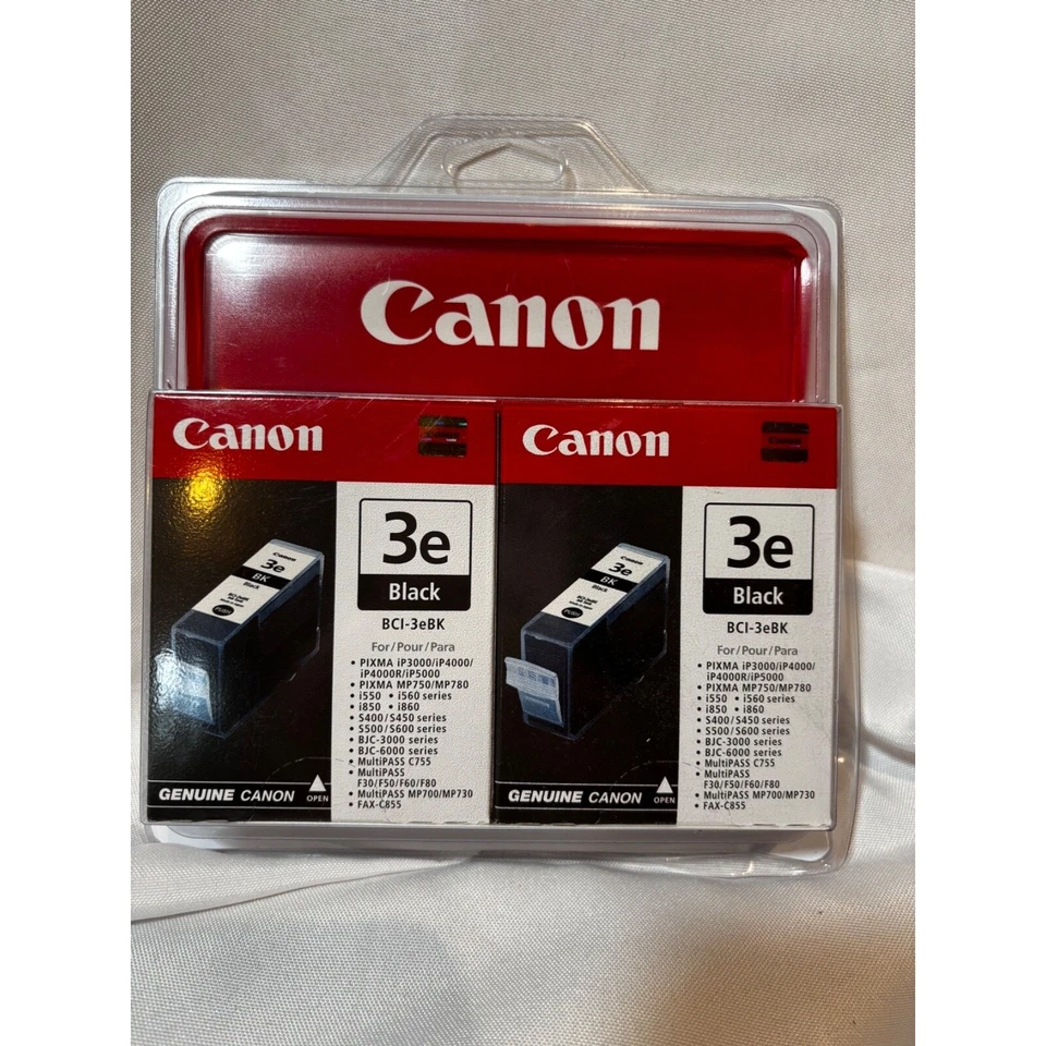 CANON Black Printer Ink 3e Cartridge BCI-3eBK 2-Pack Pixma Twin Pack New opened  - Image 1 of 4