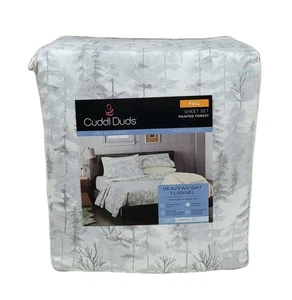 Cuddl Duds Heavyweight Brushed Cotton FULL Deep Flannel Sheet Set Painted Forest - Picture 1 of 9