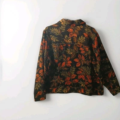 Analogy Woman's Fall Jacket Tapestry Burnout Size 3x Fall Leaves - Image 1 of 4