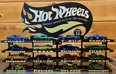Custom Hot Wheels Original 16 Display (Black & Gold Edition) - Image 1 of 2