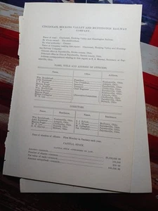 1882 Ohio train report CINCINNATI HOCKING VALLEY & HUNTINGTON RAILWAY Milford OH - Picture 1 of 6