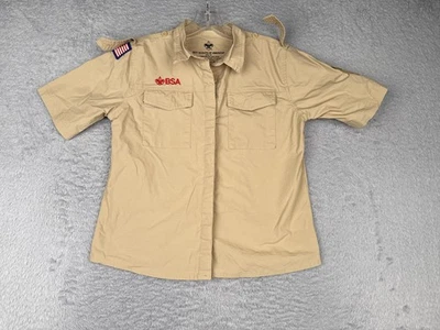 Boy Scouts of America Shirt Girls XL Khaki Uniform Short Sleeve BSA Logo Cotton - Image 1 of 4