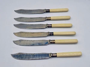 6 Vintge Sheffield England Resistain Nickel Fish Knives Bakelite Handles 8" (#5) - Picture 1 of 13
