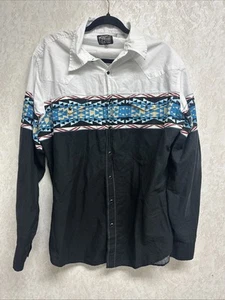 Roper Shirt Mens XL White Long Sleeve Pearl Snap Western Cowboy Aztec Print - Picture 1 of 6