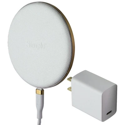 Simple (15W) USB-C POWER Wireless Charger Pad - White/Gold - Image 1 of 4
