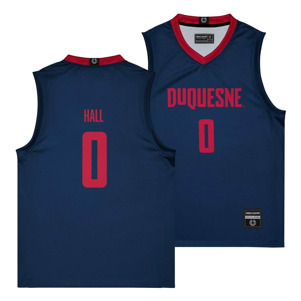 Duquesne Men's Basketball Navy Jersey - Brandon Hall - Image 1 of 1