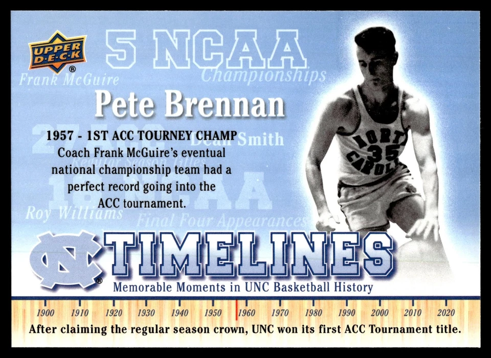 2010-11 Upper Deck North Carolina Tar Heels Timelines Pete Brennan #150 - Image 1 of 2