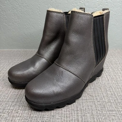Bota Chelsea Sorel Wedge Mujer 9 Gris Plateado Joan of Arctic Sherpa LL5335-052 Foto 1 de 4