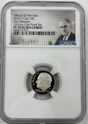 2025 S Clad Roosevelt Dime 10C 10-Coin Proof NGC PF70 First Releases ⭐SHIPS NOW⭐ - Image 1 of 2