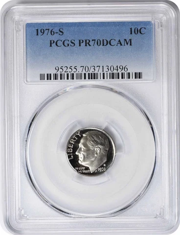 1976-S Roosevelt Dime PR70DCAM PCGS Cover