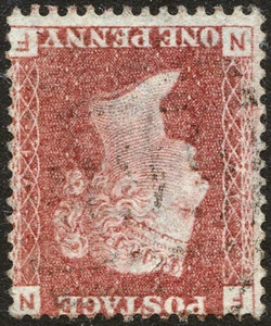 1864/79 SG43 1d PLACA ROJA ROSA 71 MARCA DE AGUA USADA MUY FINA INVERTIDA (NF) - Imagen 1 de 3