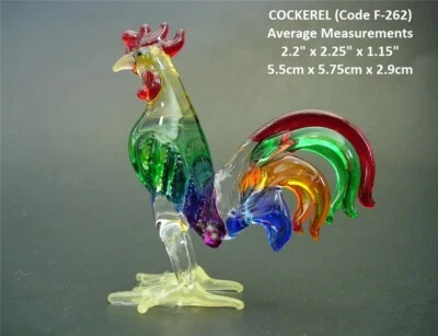Coloured GLASS COCKEREL Decorative Glass Ornament ROOSTER Curio Display Animal - Image 1 of 4