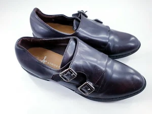 Atmosphere size 6 (39) maroon oxblood faux leather buckle strap Monk loafers - Picture 1 of 10