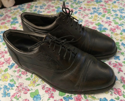 Scarpe Oxford Clarks uomo vintage pelle nera taglia UK 7 usate condizioni