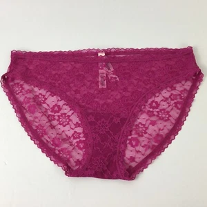 Victoria's Secret Sheer Pink Floral Lace Bikini Panty Panties Sz XL Fuchsia NWT - Picture 1 of 3