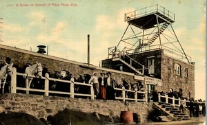  Vintage Colorado CO Postcard Tourists at Signal Entrance Pikes Peak Posted 1911 - Picture 1 of 3