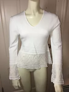 Neu Vorschlagspreis 167,00 ANGELICA - VAL.M/L kleiner weißer Strick V-Ausschnitt beschnitten. Pullover - Bild 1 von 6