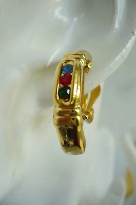 klasse Ohr Clips Strass Halb Creolen bunt gold ModeSchmuck Ohrclips Schmuck NEU - Bild 1 von 2