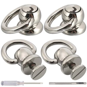 4Pcs D Rings for Purse Brass Rivets for Leather Rotatable Purse Strap Hardwar... - Picture 1 of 7