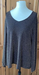 Kim & Co Black Top | Sparkly | Christmas Party | Long Sleeve | Stretchy Size 3XL - Picture 1 of 6